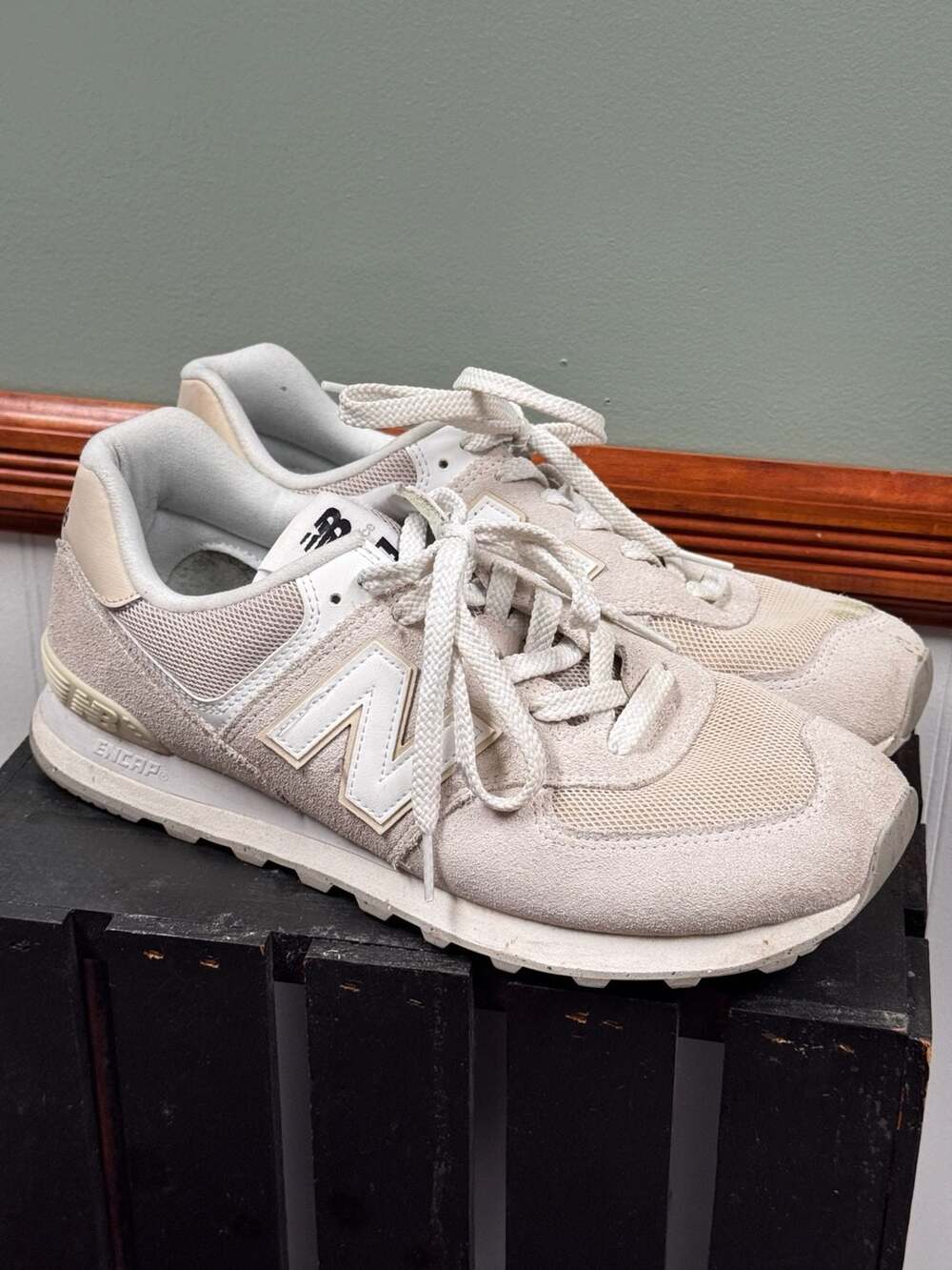 New Balance 574 Casual Sneakers U574FOG Off White Gray Men's Size 11